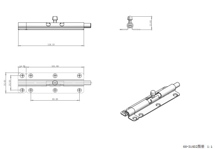 插銷44-31402 工藝尺寸圖示